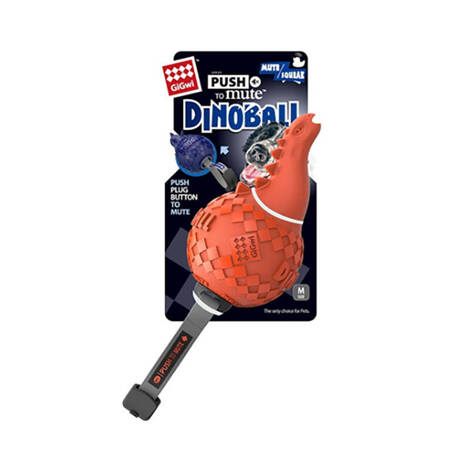 Zabawka dla psa GiGwi Push to Mute Dinoball Apatosaurus - dinozaur pomarańczowy