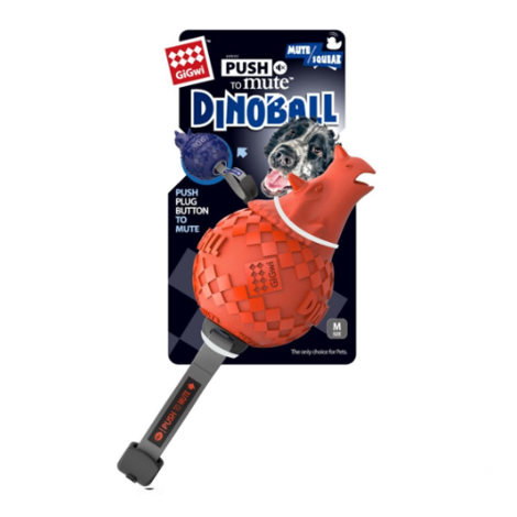 Zabawka dla psa GiGwi Push to Mute Dinoball Triceratops - dinozaur pomarańczowy 